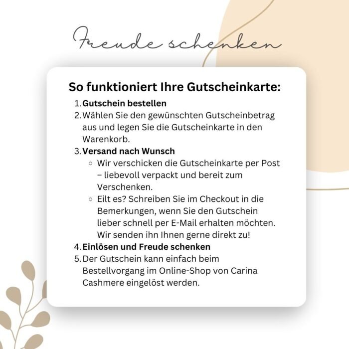 Gutschein für Carina Cashmere